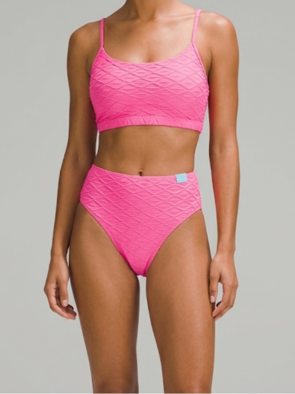 Live Life on the Beach Pink Textured Bikini Set